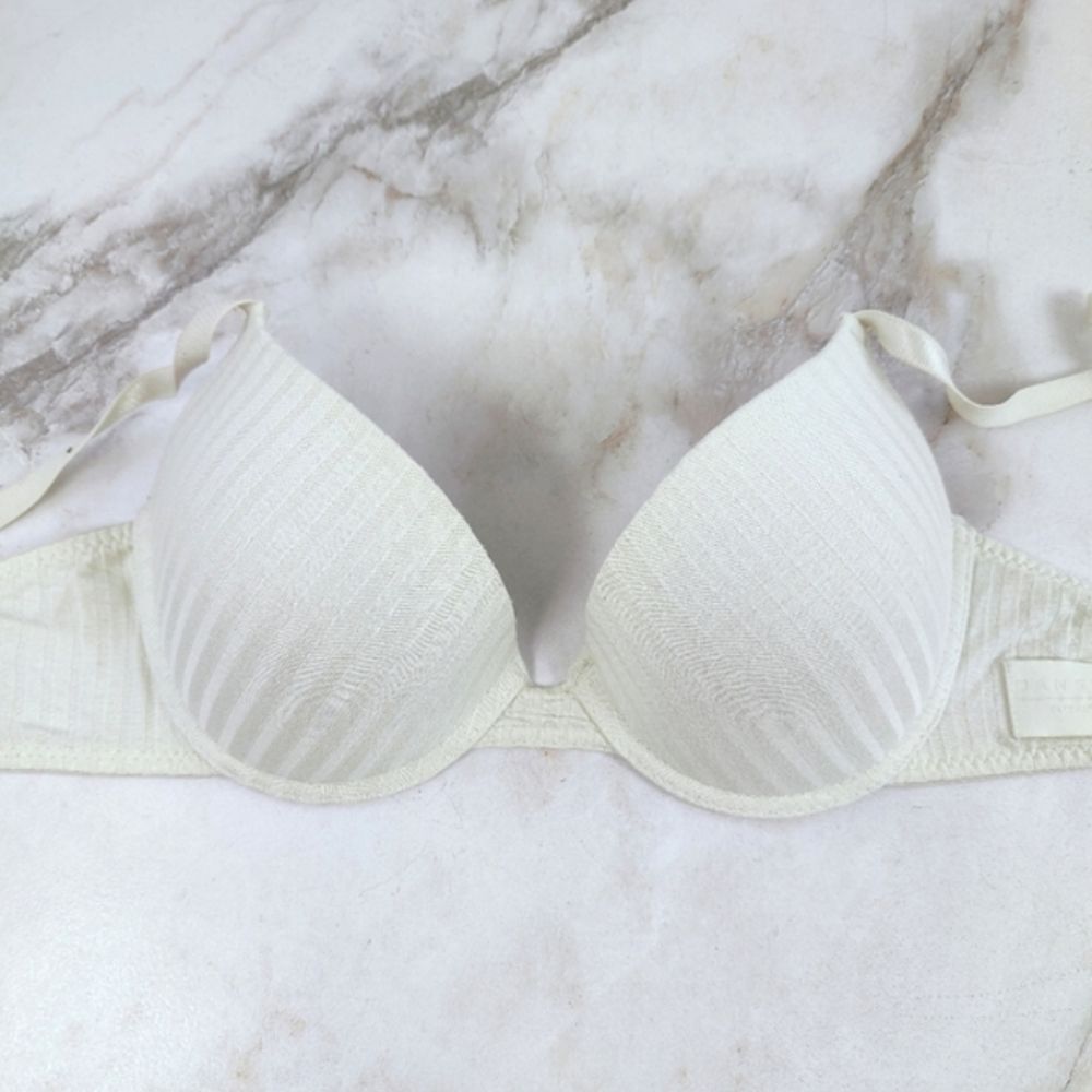 Danskin Pale Mint Green Striped Light Lift Push Up Underwire Bra, 34B